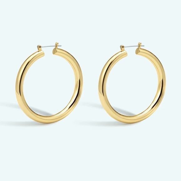 Luv AJ Gold💛 Amalfi Hollow Tube Hoop Earrings - NWT - Picture 15 of 15